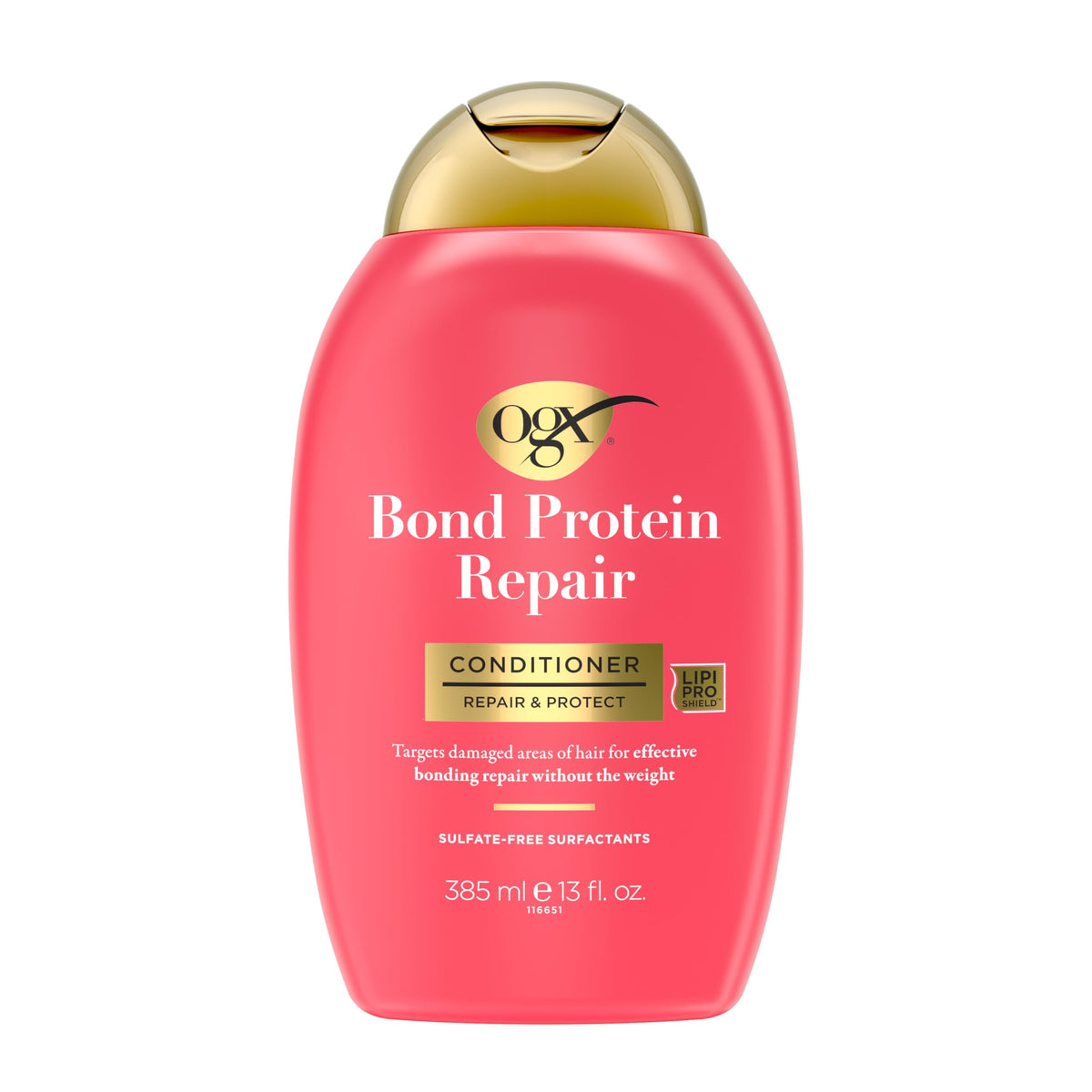 OGX Bond Protein Repair Conditioner bottle showing lightweight formula for damaged hair.