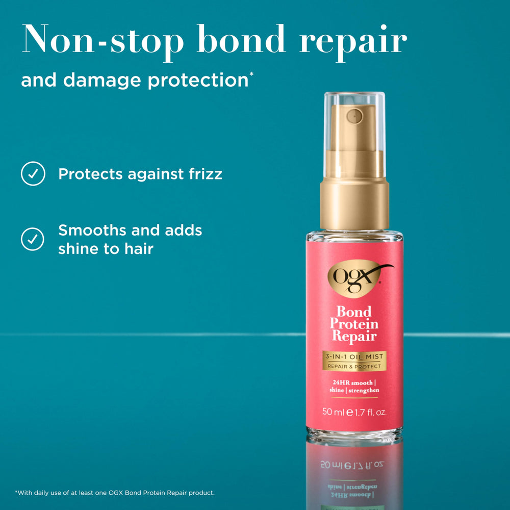OGX Bond Protein Repair 3-en-1: brillo saludable para cabello dañado.