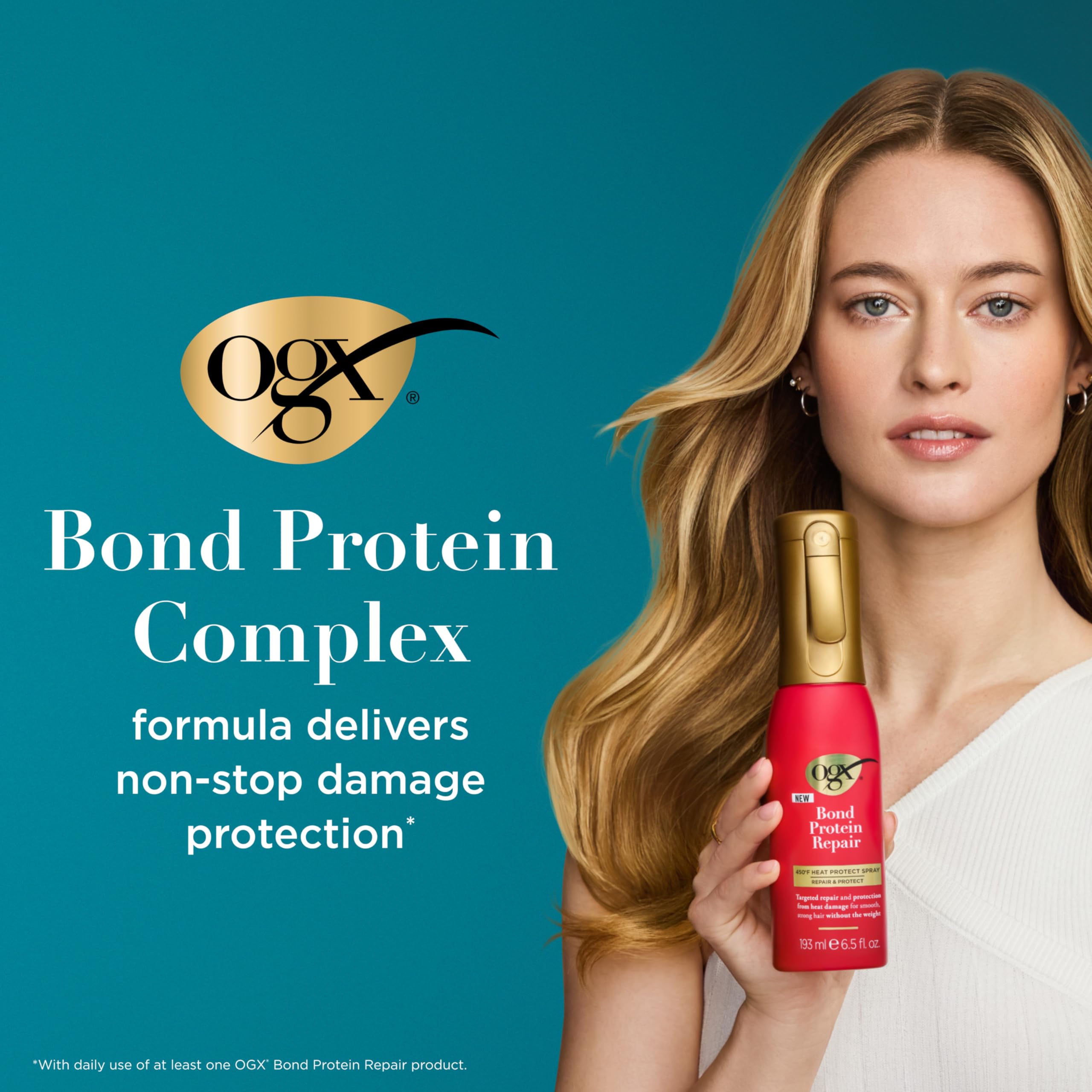 OGX rutina de reparación del cabello con proteína de enlace.