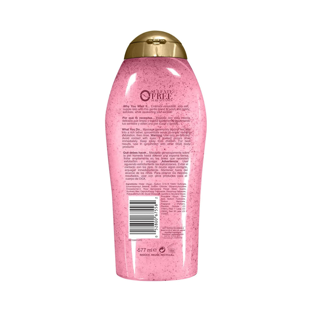 OGX Sensitive Rose Water bottle shown during shower application