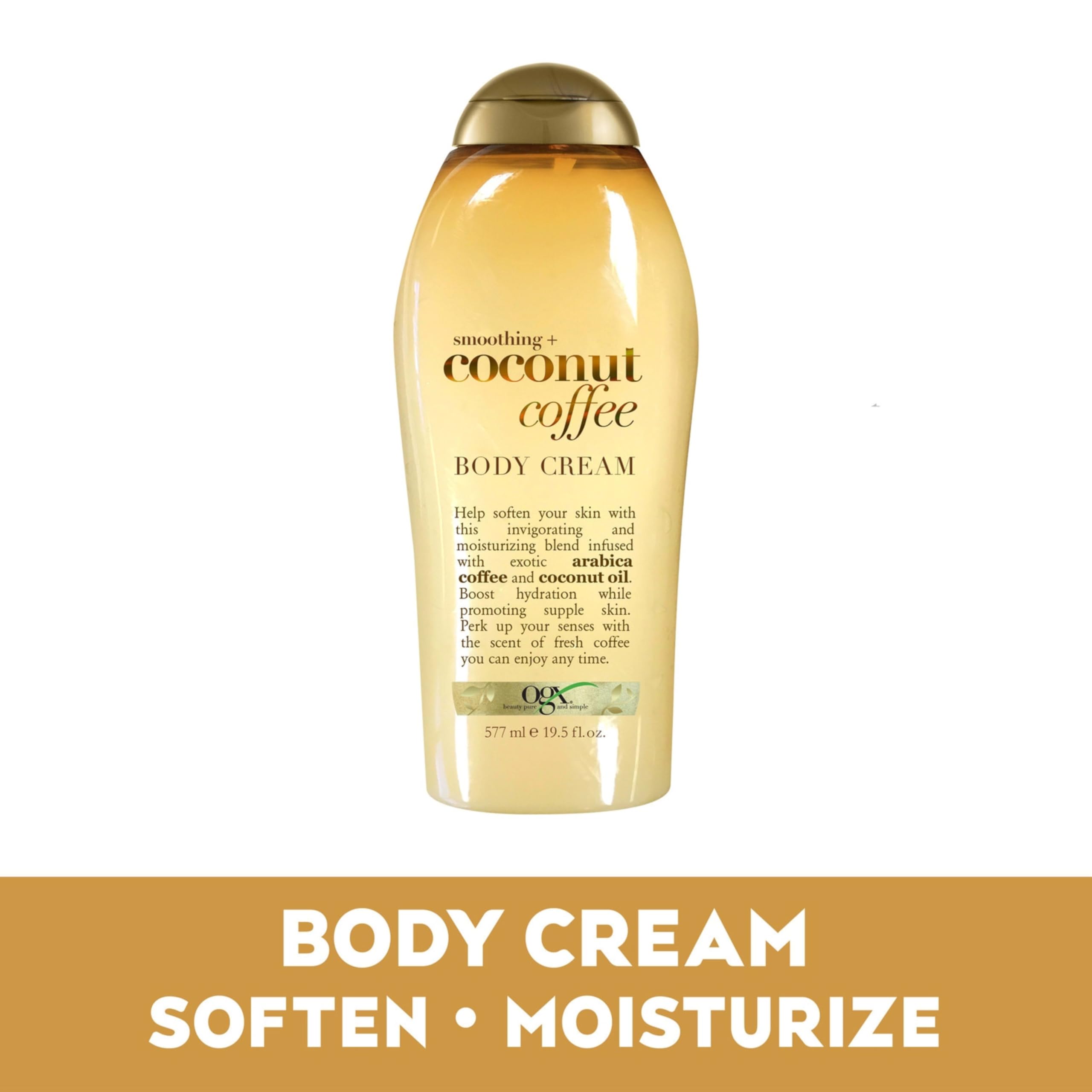 OGX smoothing coconut coffee body cream lid close-up for easy access