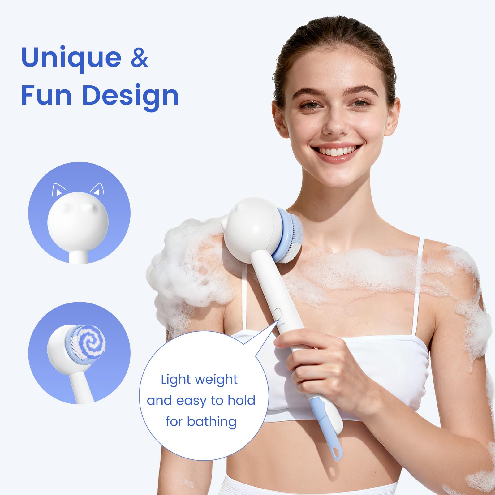 Oh,XIYU IPX7 waterproof back scrubber for safe shower use.