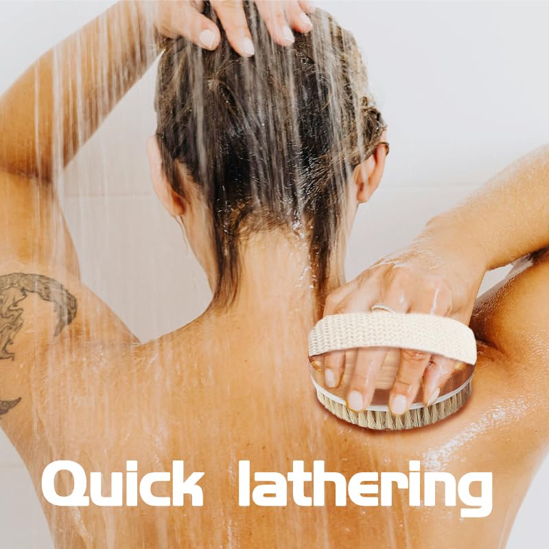 OHOO cepillo de bambú para uso en ducha con puntos de masaje
