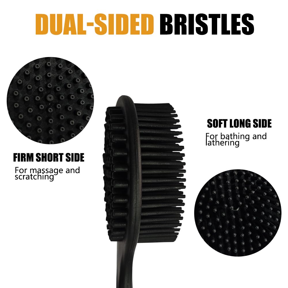OHOO double-sided exfoliating brush delivers deep cleansing and invigorating lather during showers.