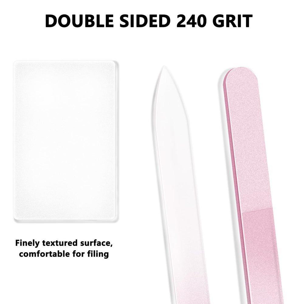 OHOO glass nail file doubleside blue case delivers durable dual-sided filing