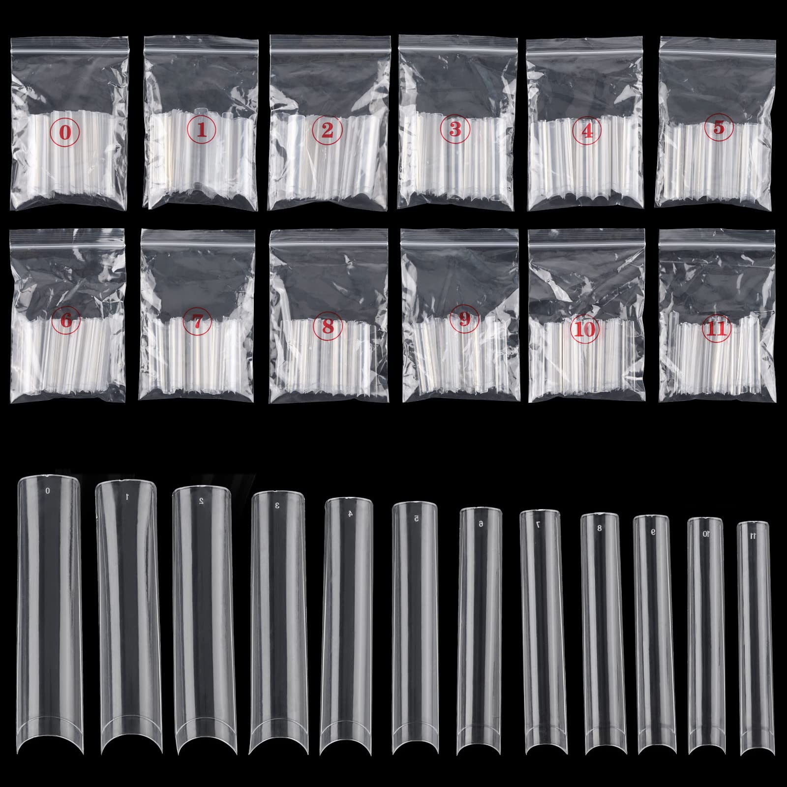 Puntas de uñas Ohlove XXXL claras y cuadradas en empaque, lista para uso profesional.