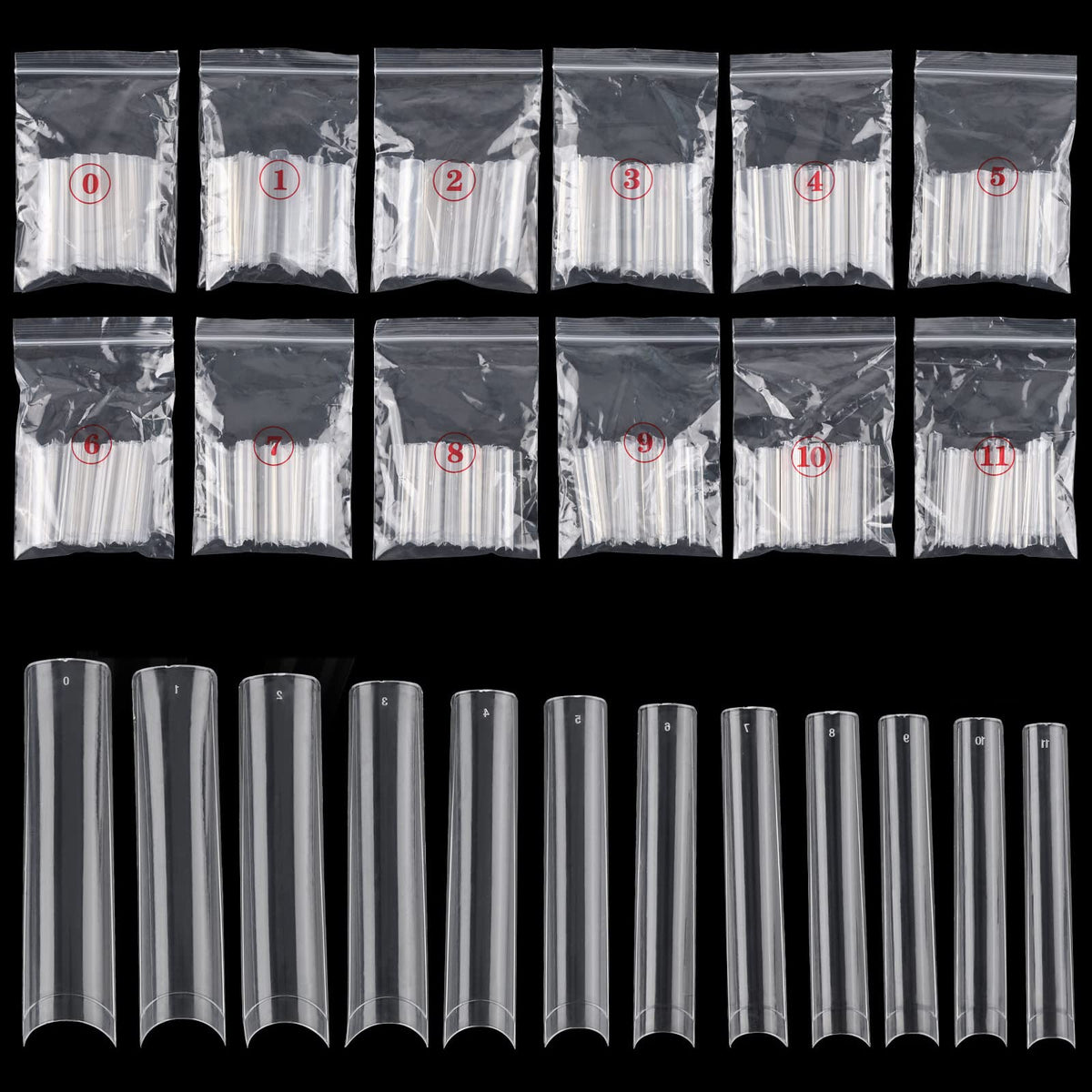 Puntas de uñas Ohlove XXXL claras y cuadradas en empaque, lista para uso profesional.