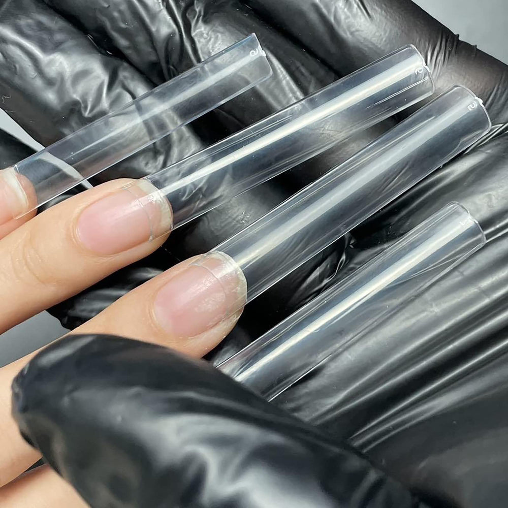 Puntas de uñas Ohlove XXXL curvadas en plástico claro, ideales para curva C.