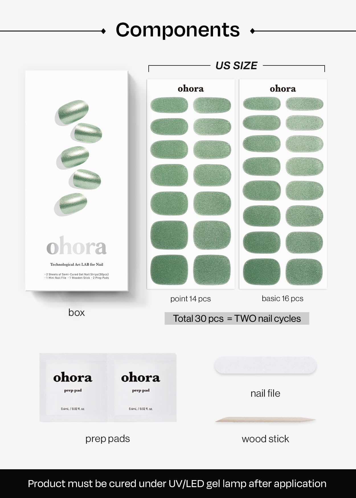 ohora bandas uñas matcha cromo tallas variadas para ajuste cómodo