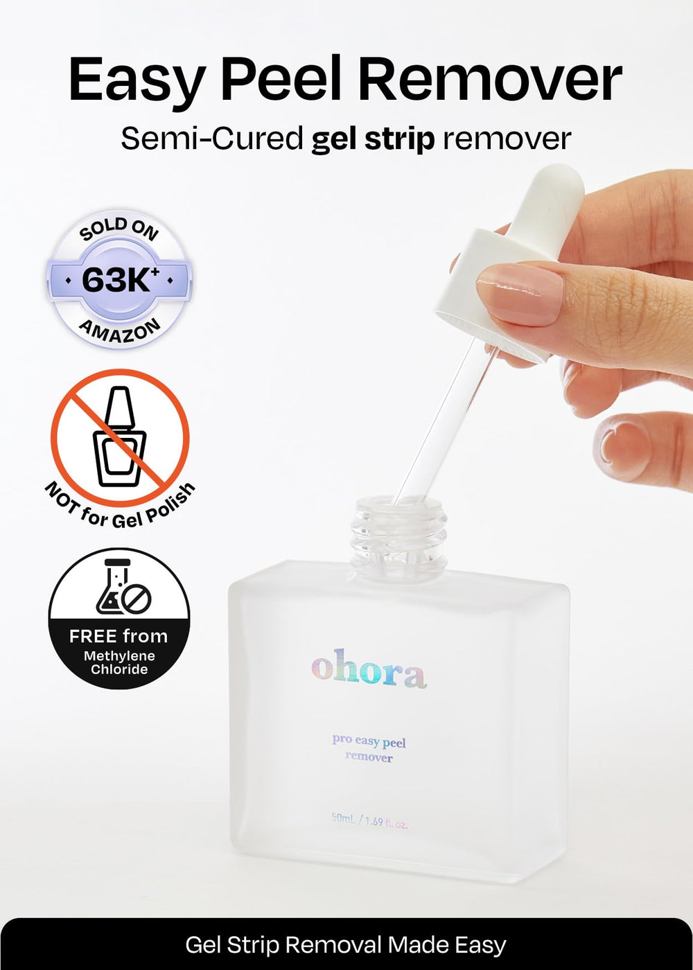 Ohora Care Easy Peel Remover con gotas higienicas para aplicar directamente en las uñas