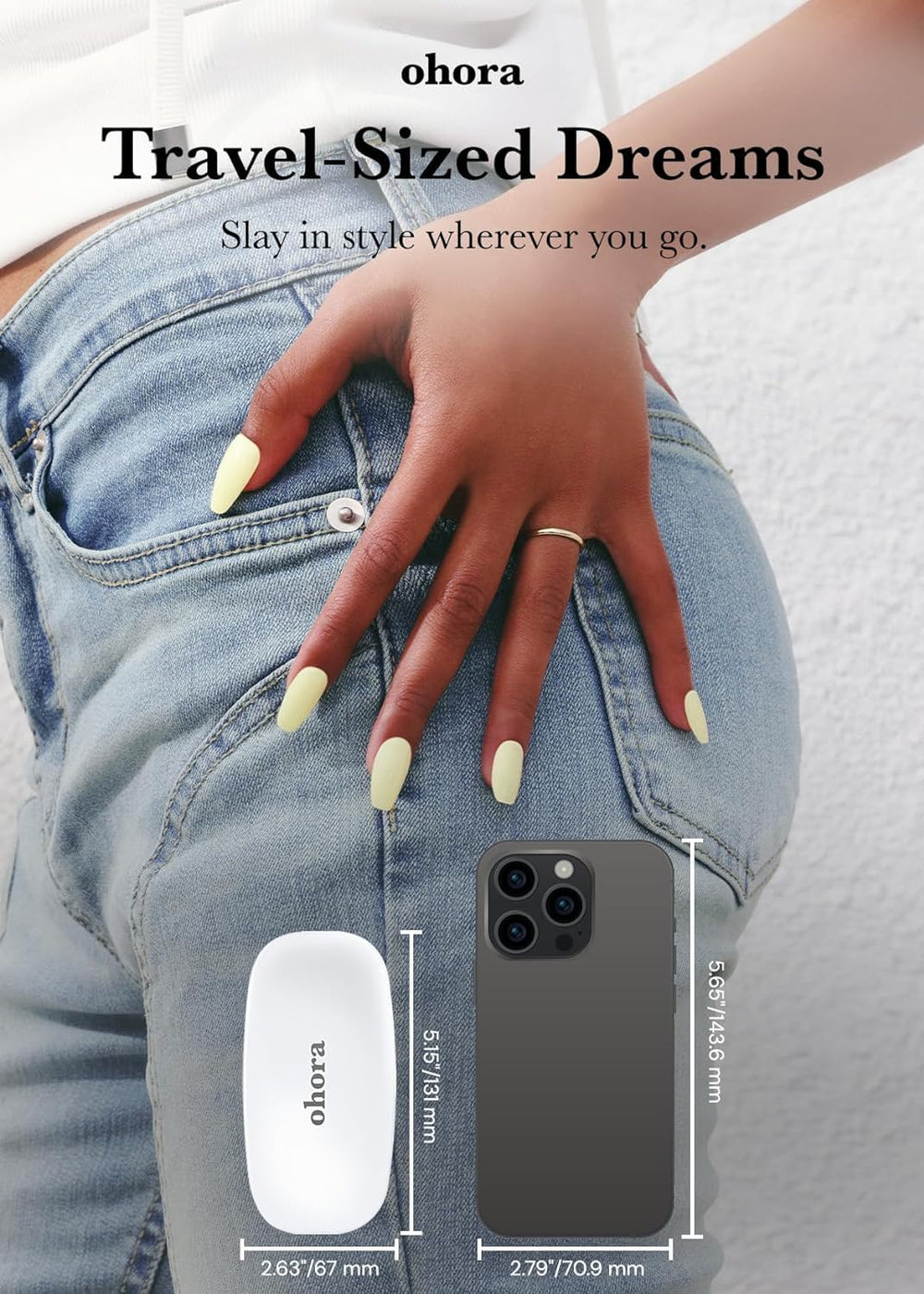 ohora Care LED lamp's compact size fits easily in a travel bag
