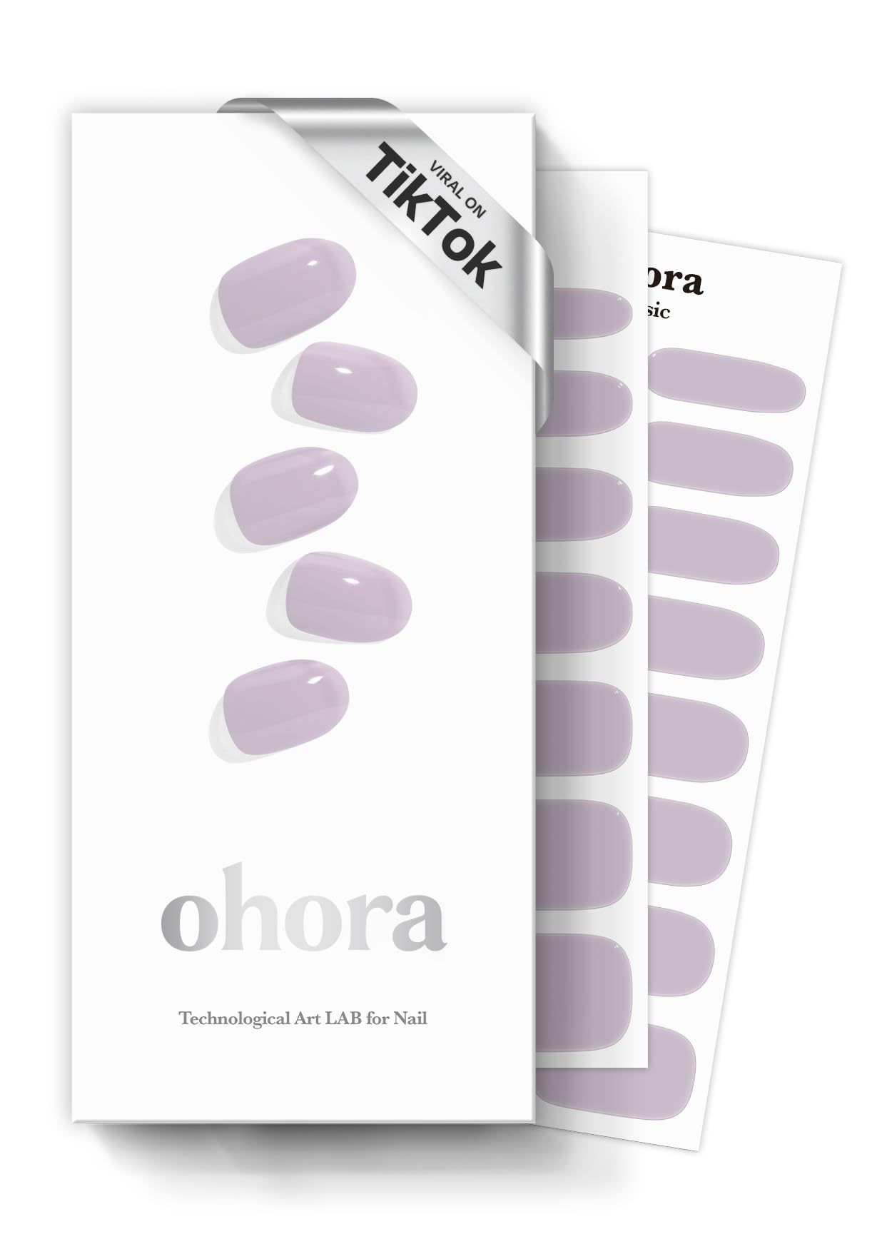 Ohora conjunto de bandas de uñas gel semicurado lavanda N Cream para un look de salón en casa