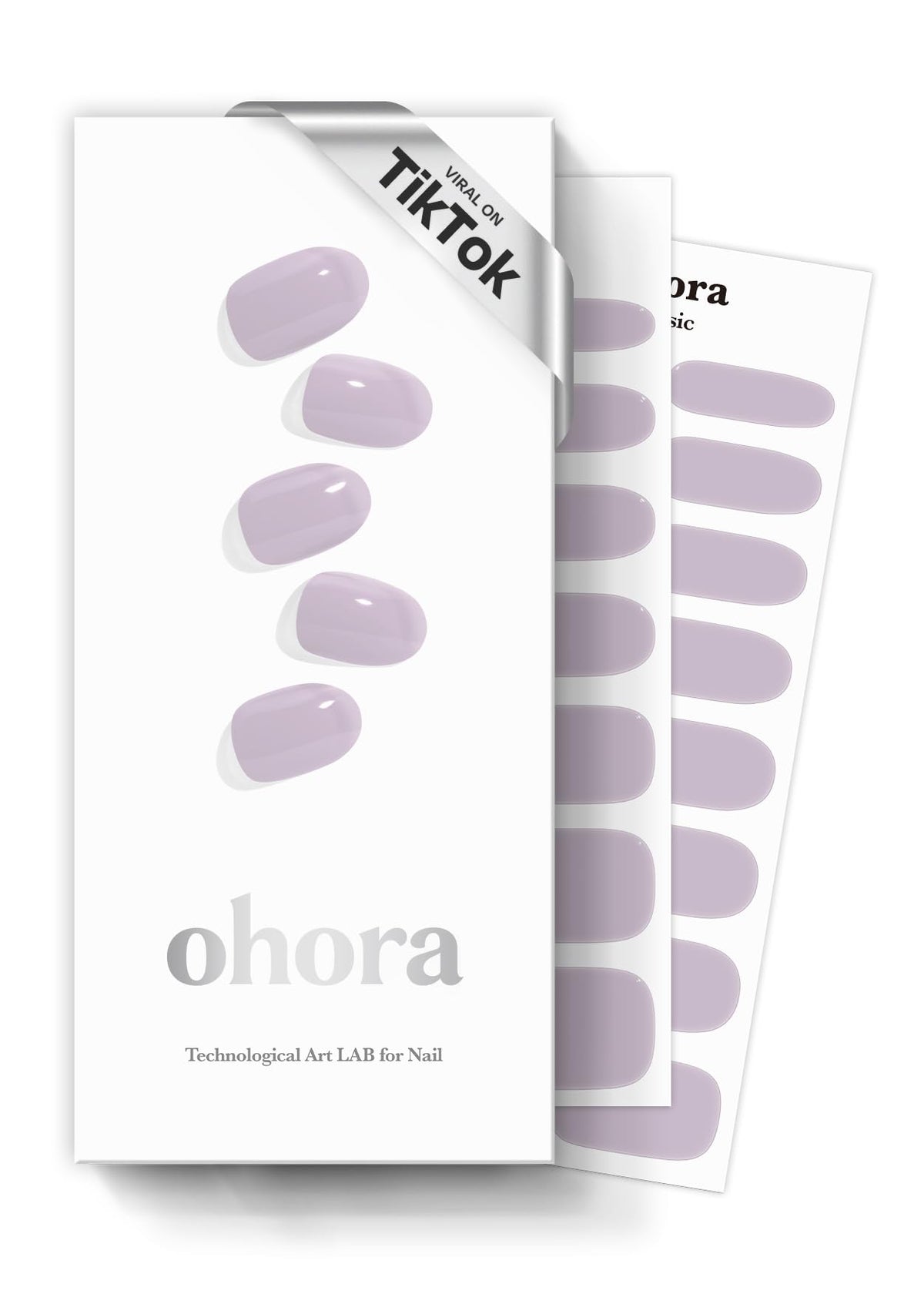 Ohora conjunto de bandas de uñas gel semicurado lavanda N Cream para un look de salón en casa