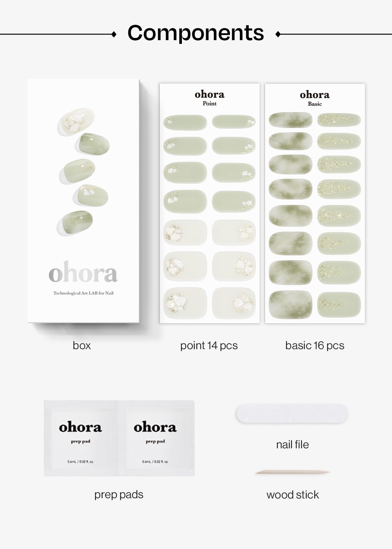 ohora incluye lima y palillo para remover fácilmente en te verde