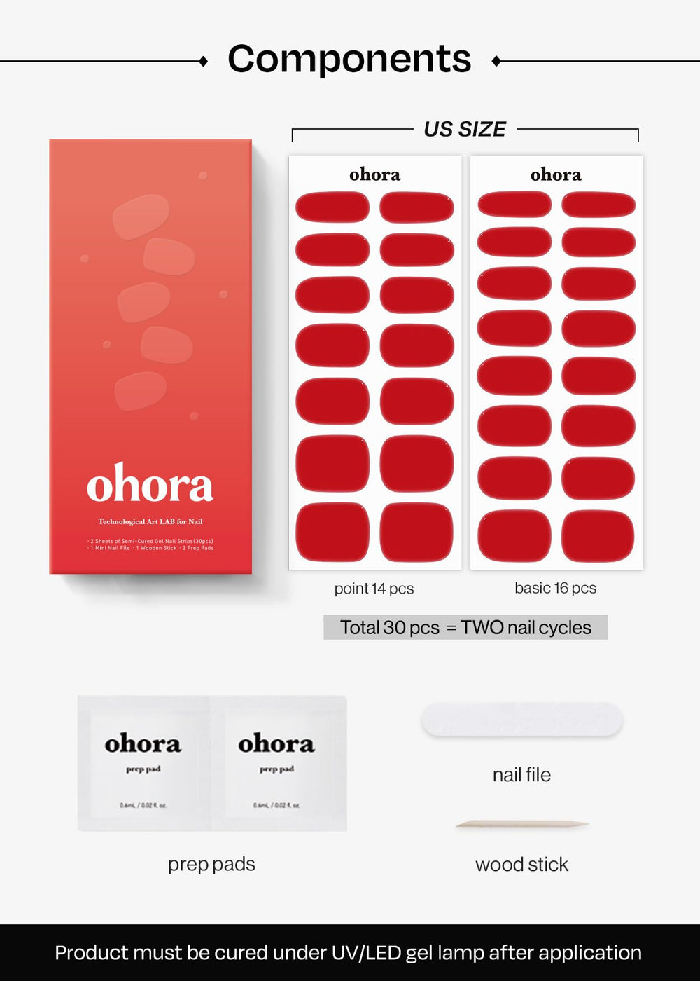 Ohora Kit Incluye toallitas preparatorias, lima y palillo