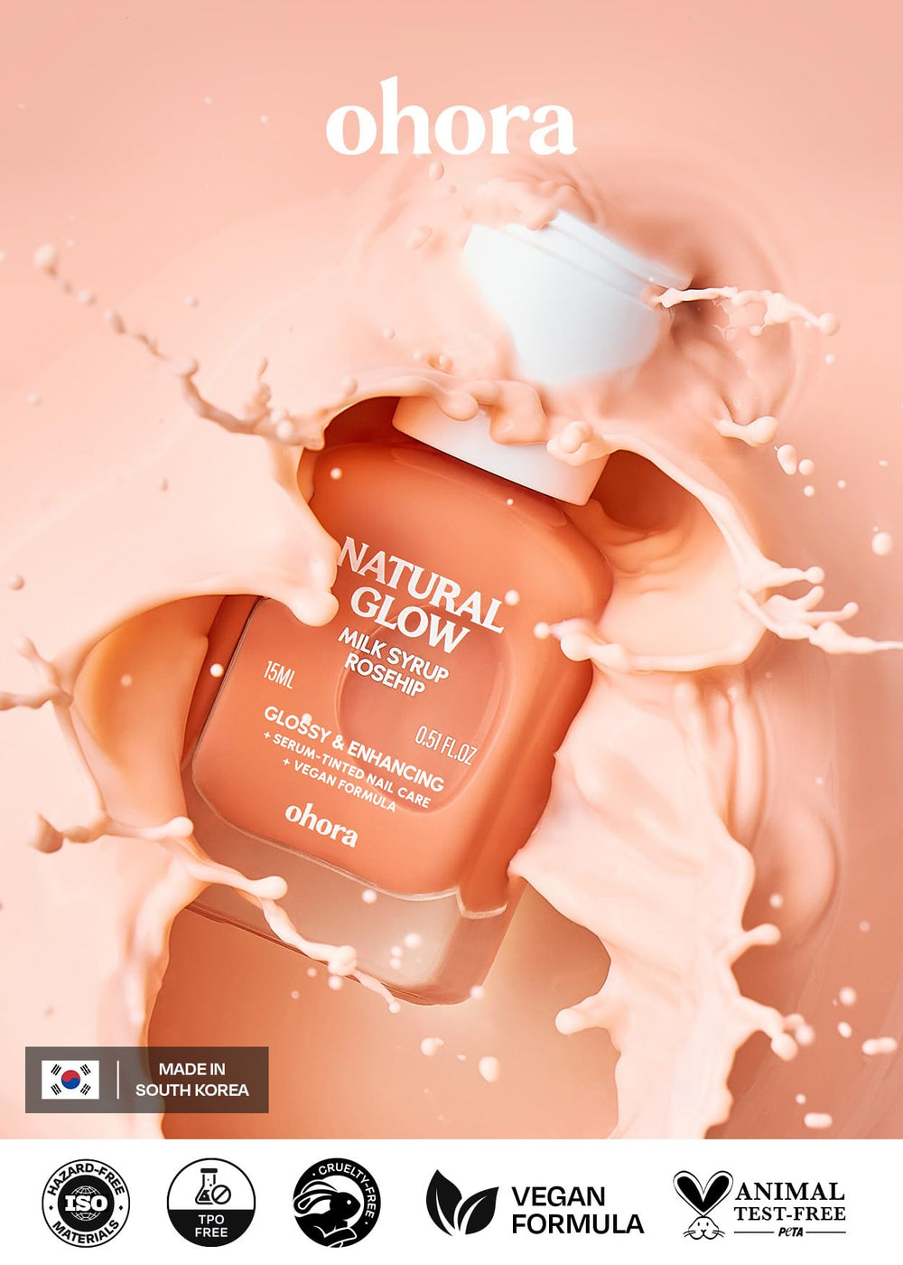ohora Nail Strengthener Base Coat hydrates and shields damaged nails