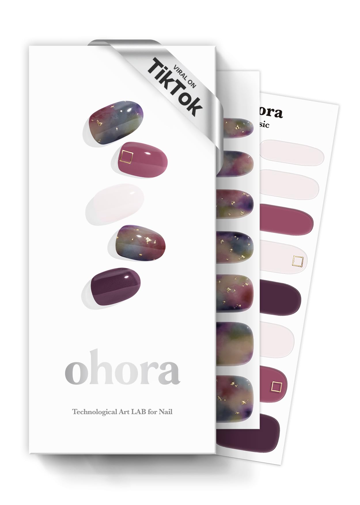 ohora pegatinas uñas N Tie-dye púrpura-ombre, caja lista para aplicar en casa