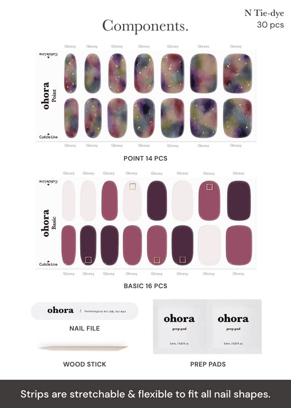 ohora pegatinas uñas N Tie-dye púrpura-ombre, opción vegana y sin pruebas en animales