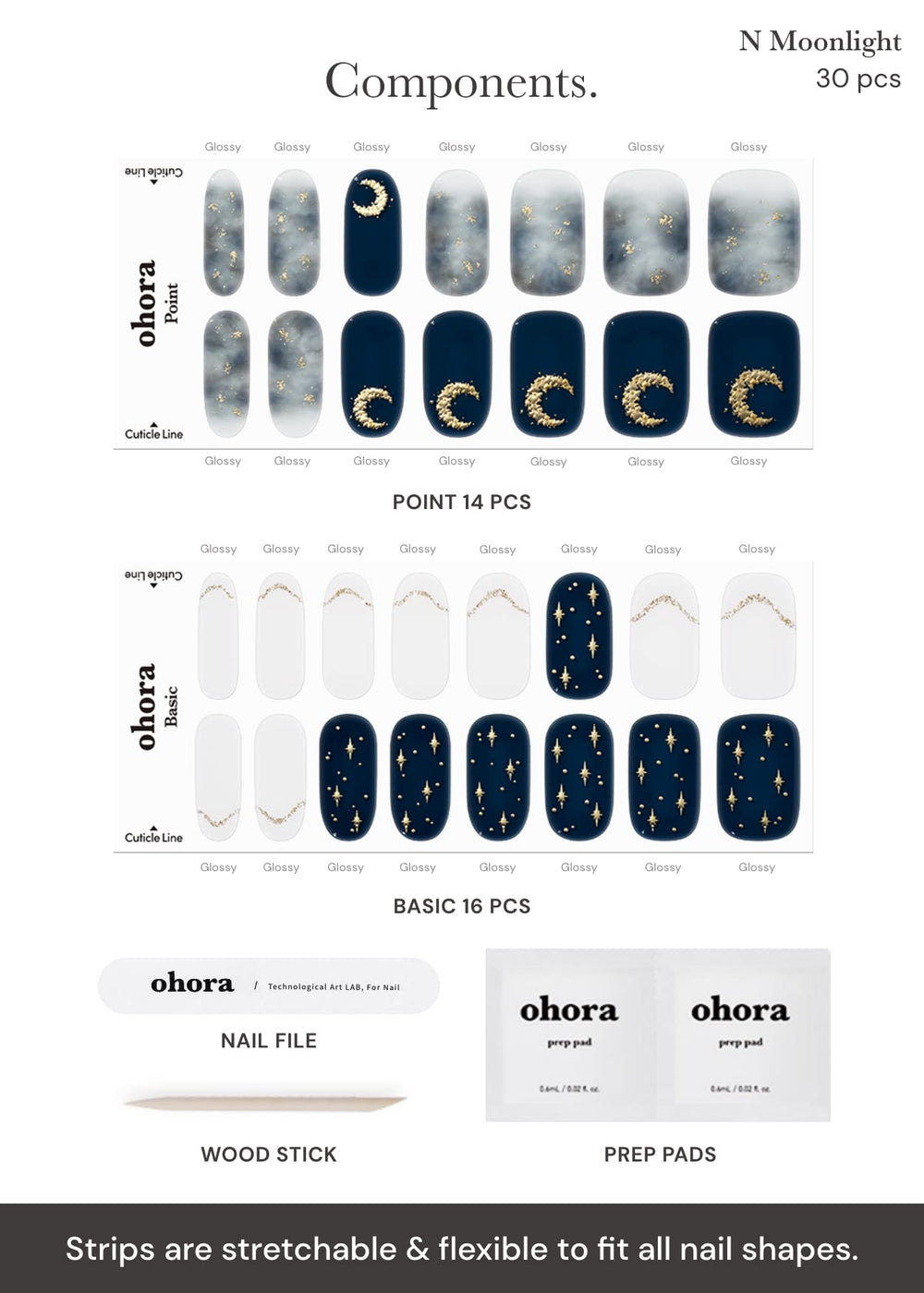 ohora N Moonlight palillo de madera para retirar adhesivos con cuidado