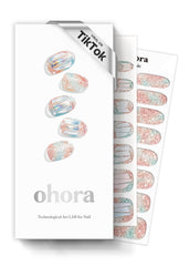Ohora pegatinas de gel semicuradas blancas con acabado metálico para uñas de salón.