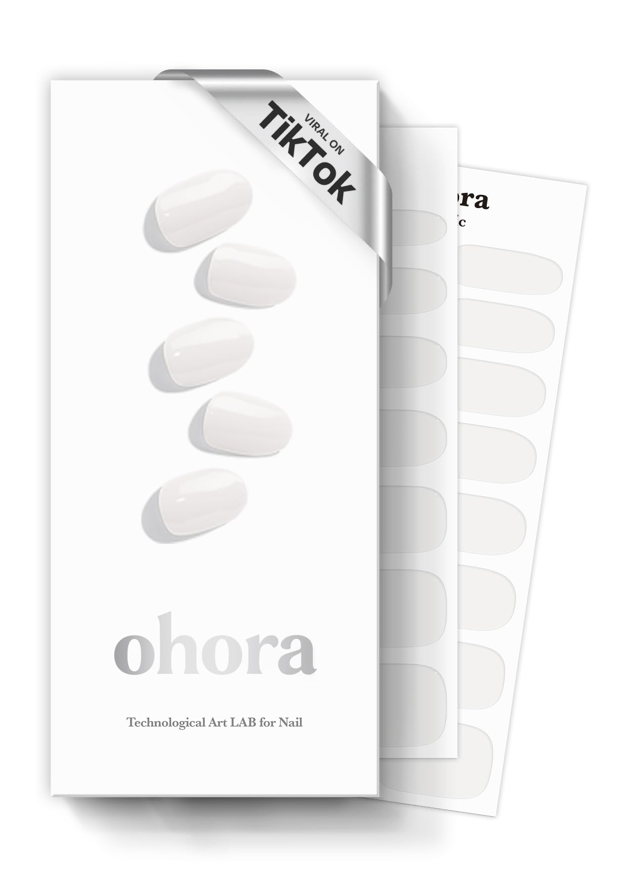 Ohora cintas de uñas semicuradas N Clean White en estuche limpio para look rápido