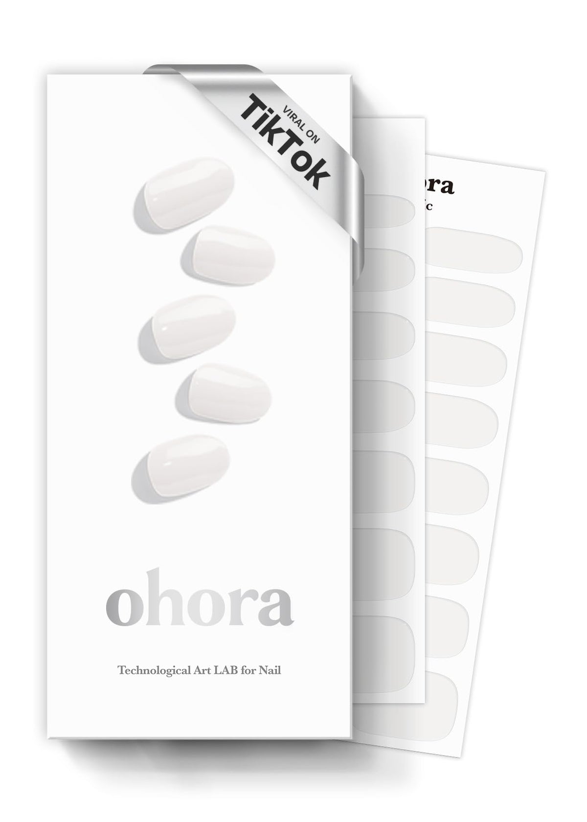 Ohora cintas de uñas semicuradas N Clean White en estuche limpio para look rápido