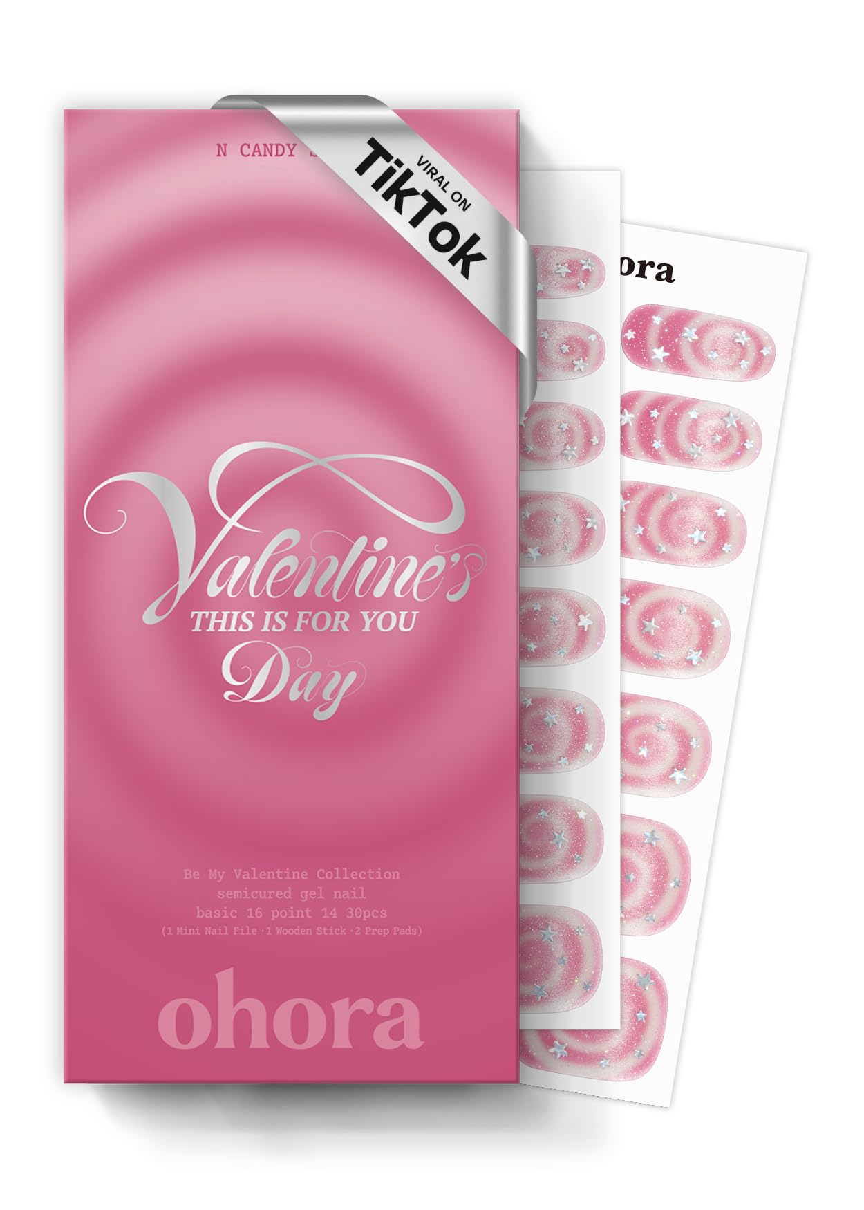 Ohora N Candy Swirl: set completo de tiras de gel para uñas duraderas y fáciles de aplicar.