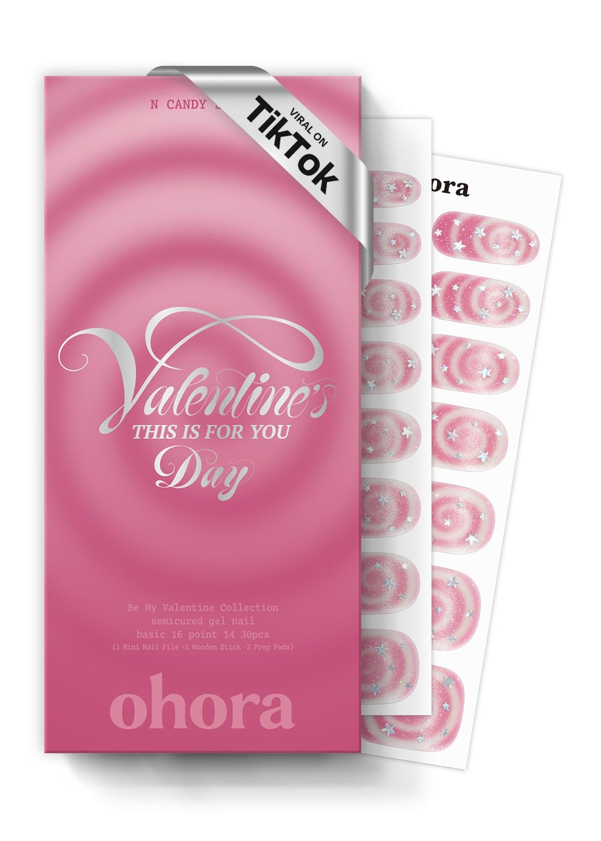 Ohora N Candy Swirl: set completo de tiras de gel para uñas duraderas y fáciles de aplicar.