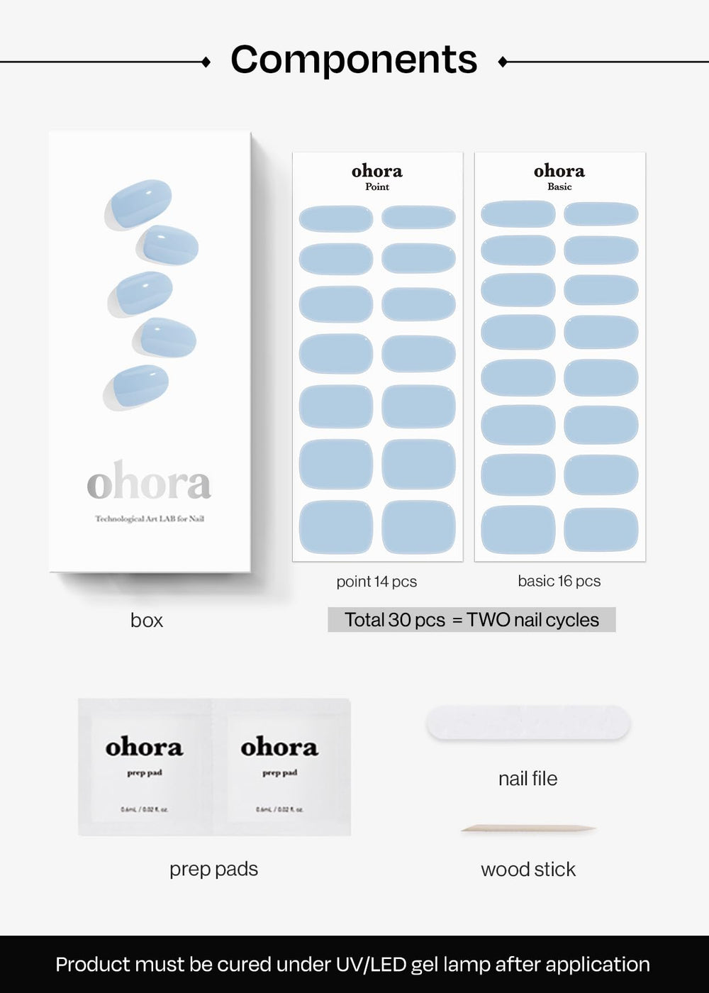 Ohora N Cream Sky: curado al 60% para adaptarse a formas de uñas.