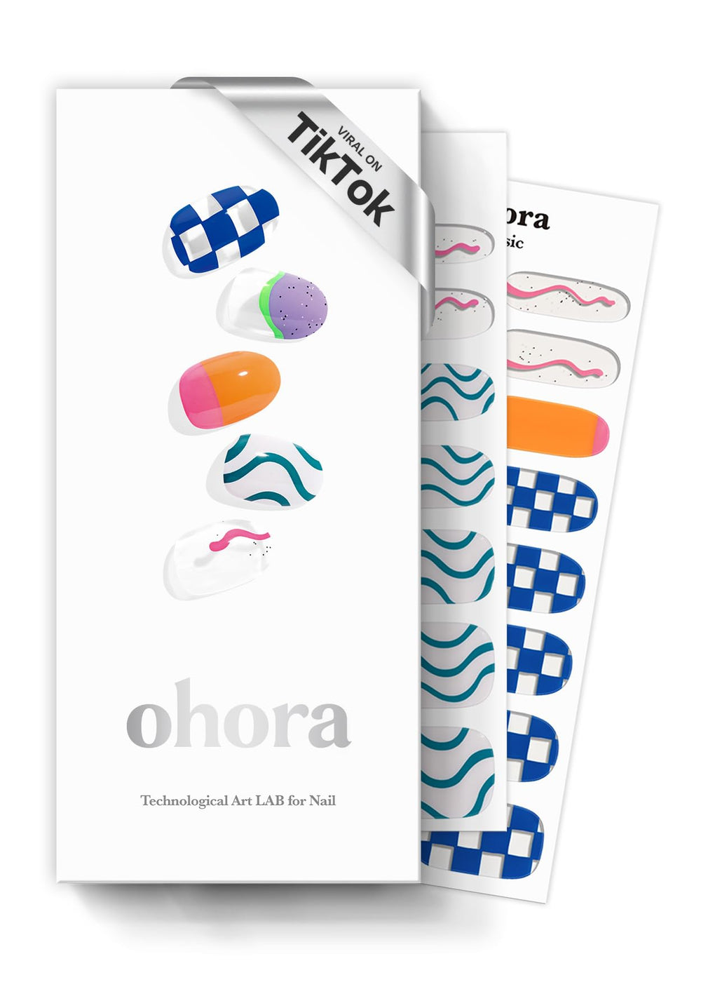 Ohora Semi Curado, tiras azules estampadas para un look moderno y duradero.