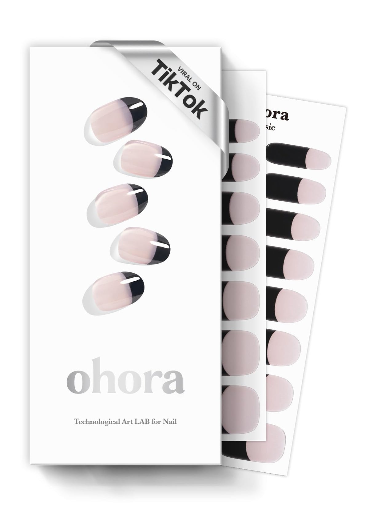 Ohora Frances Negro: tiras de uñas francesas negras para acabado duradero