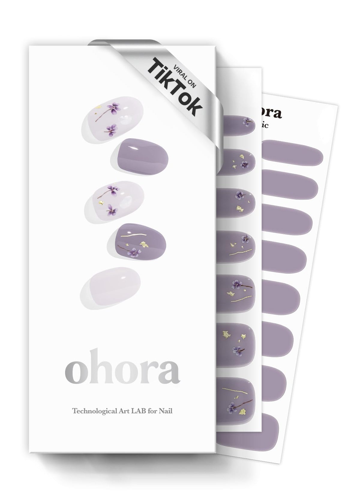ohora semi cured nail strips Dancing Flower on white for a quick color upgrade