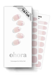 ohora tiras gel semicuradas uñas frances blanco, acabado de gel de aspecto natural