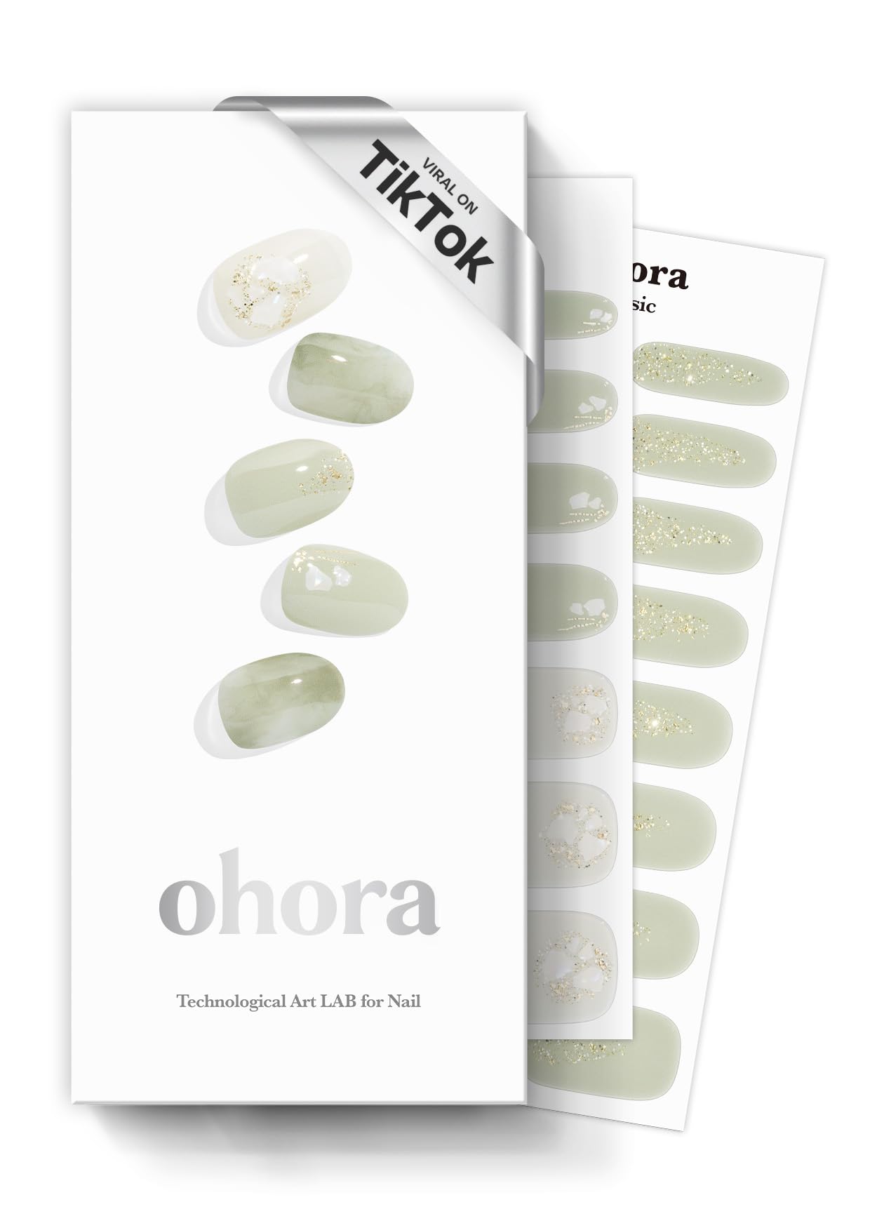 ohora tiras de uñas gel semicurado en te verde para aplicación rápida