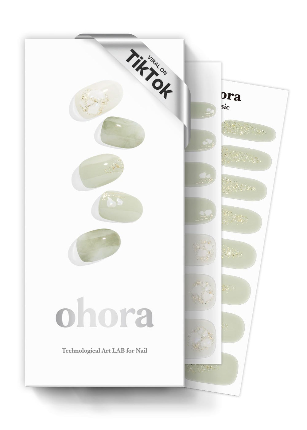 ohora tiras de uñas gel semicurado en te verde para aplicación rápida