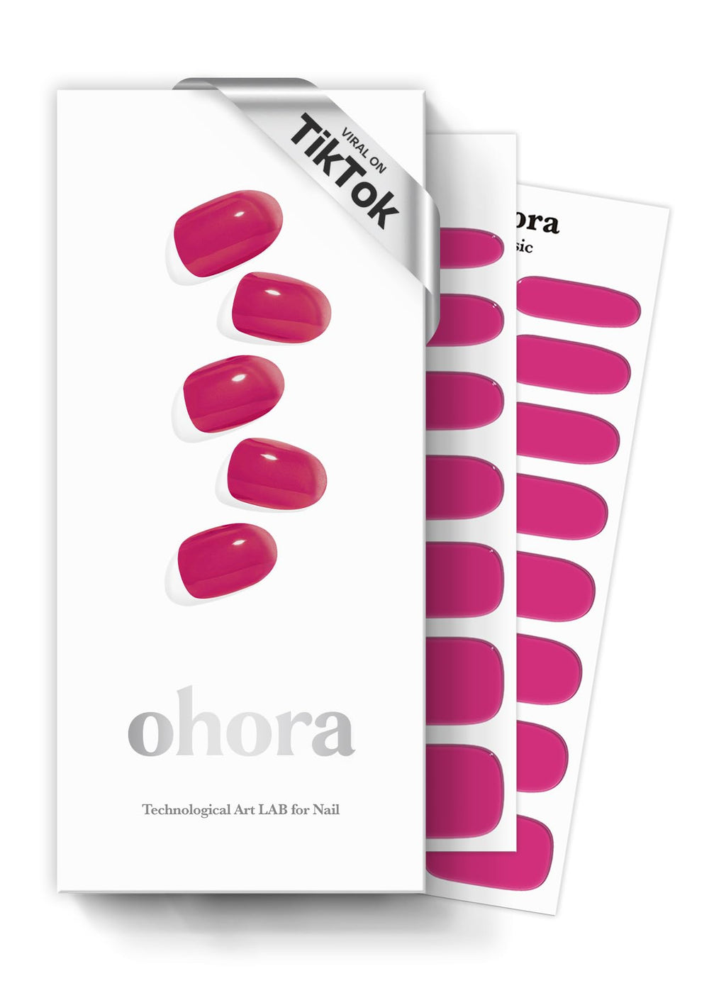 Ohora tiras de uñas gel semi-curado tono rojo, acabado duradero para dos semanas