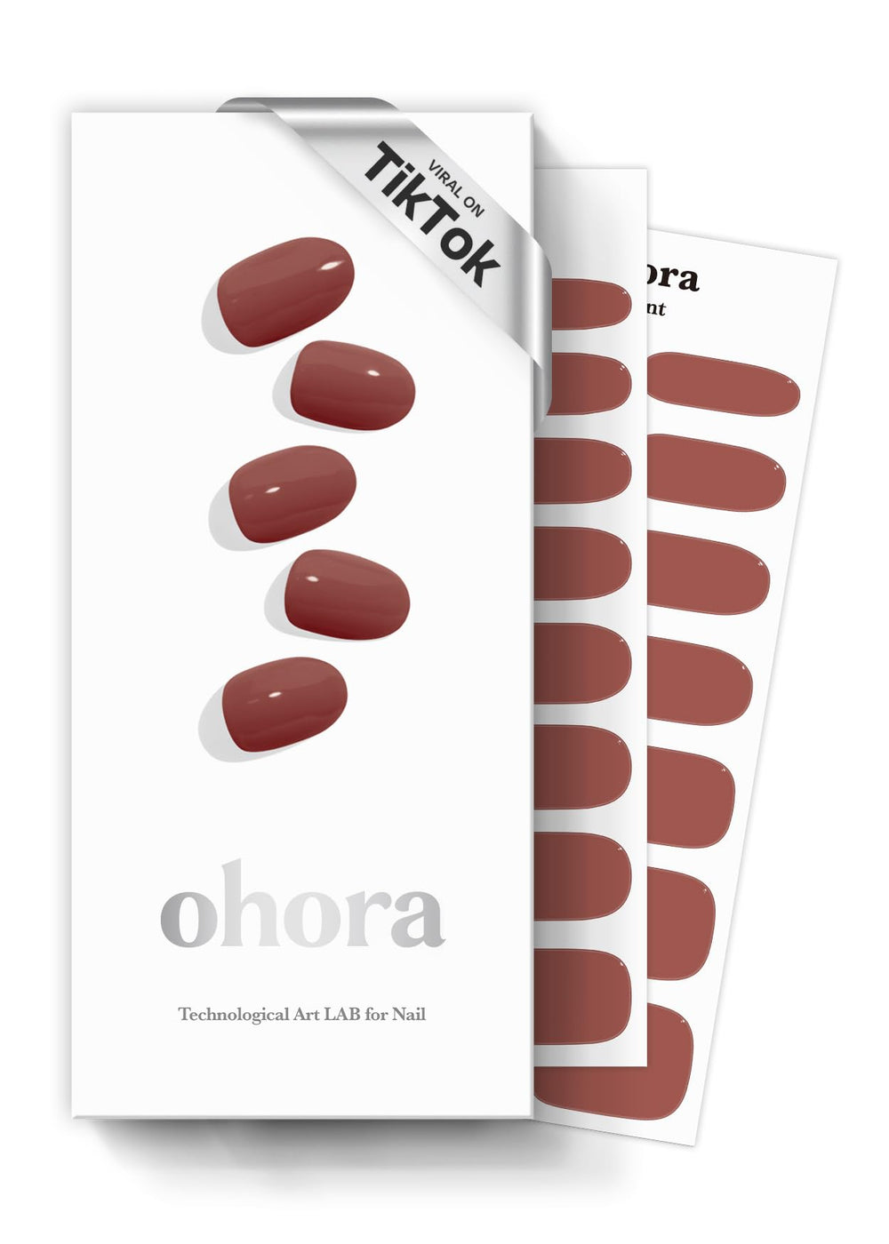 Ohora tiras uñas semi-curadas marrón sólido para un look duradero y elegante.
