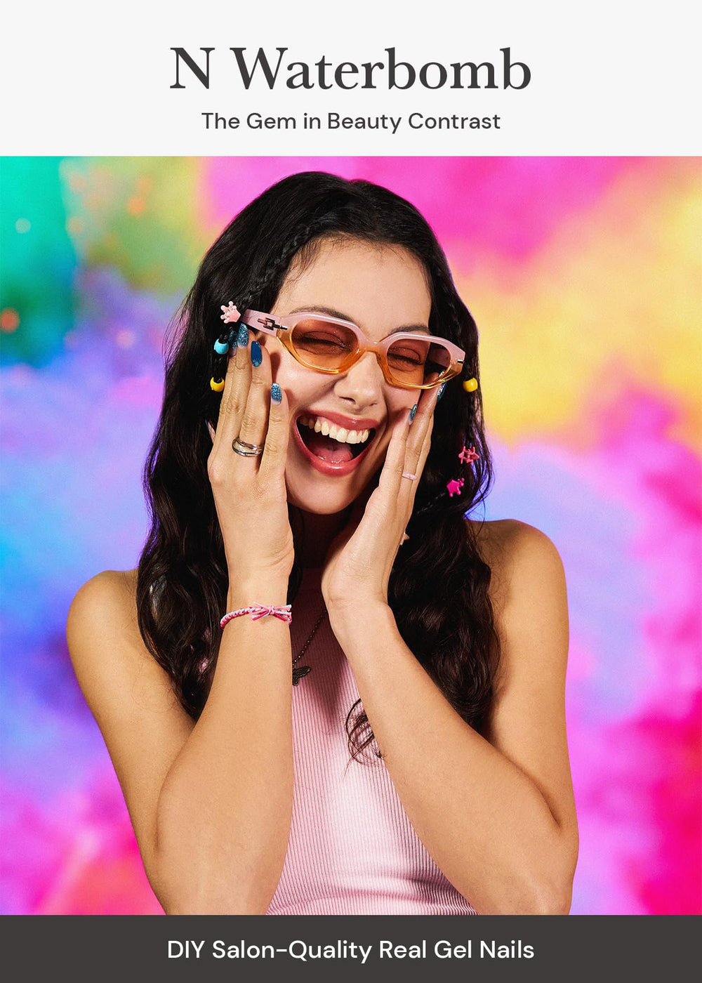 Ohora Waterbomb tiras para uñas azul liso, estilo limpio y aplicación rápida.