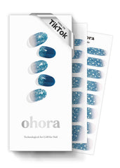 Ohora Waterbomb tiras para uñas azul purpurina, acabado brillante y duradero.