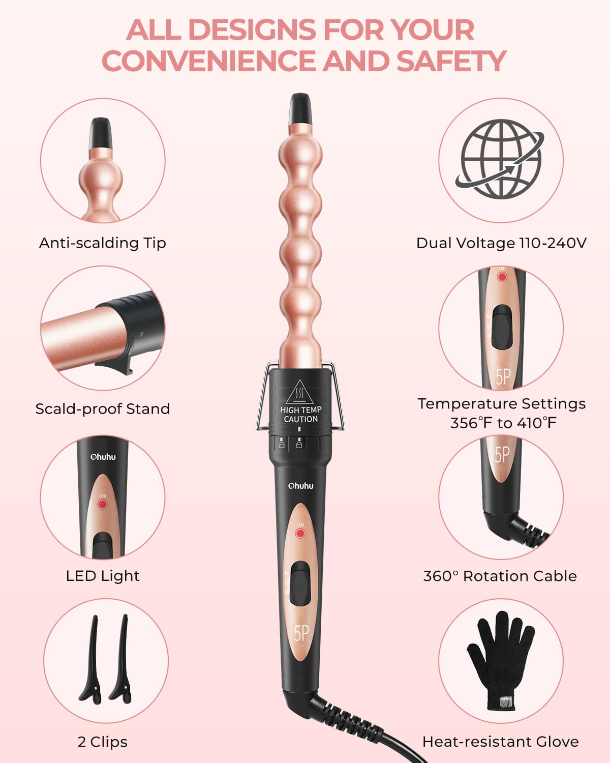 Ohuhu 360-degree swivel cord reduces tangling during use.