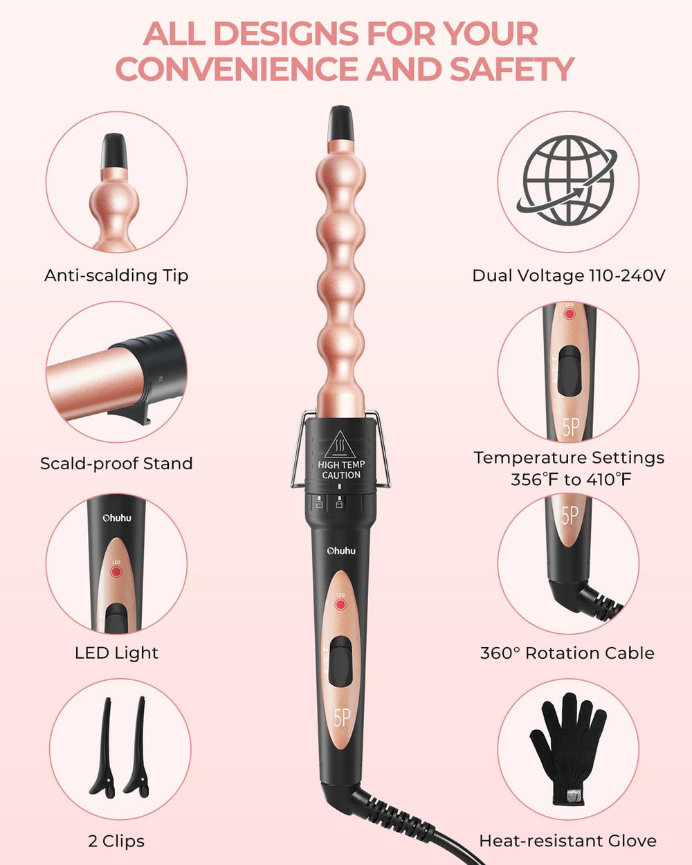 Ohuhu 360-degree swivel cord reduces tangling during use.
