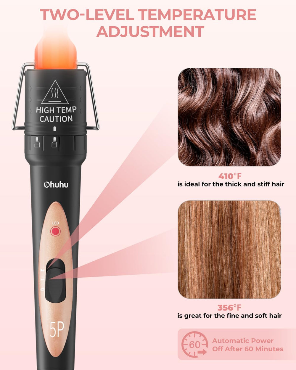 Ohuhu ceramic barrel 1 to 1-25 inch for defined, voluminous curls.