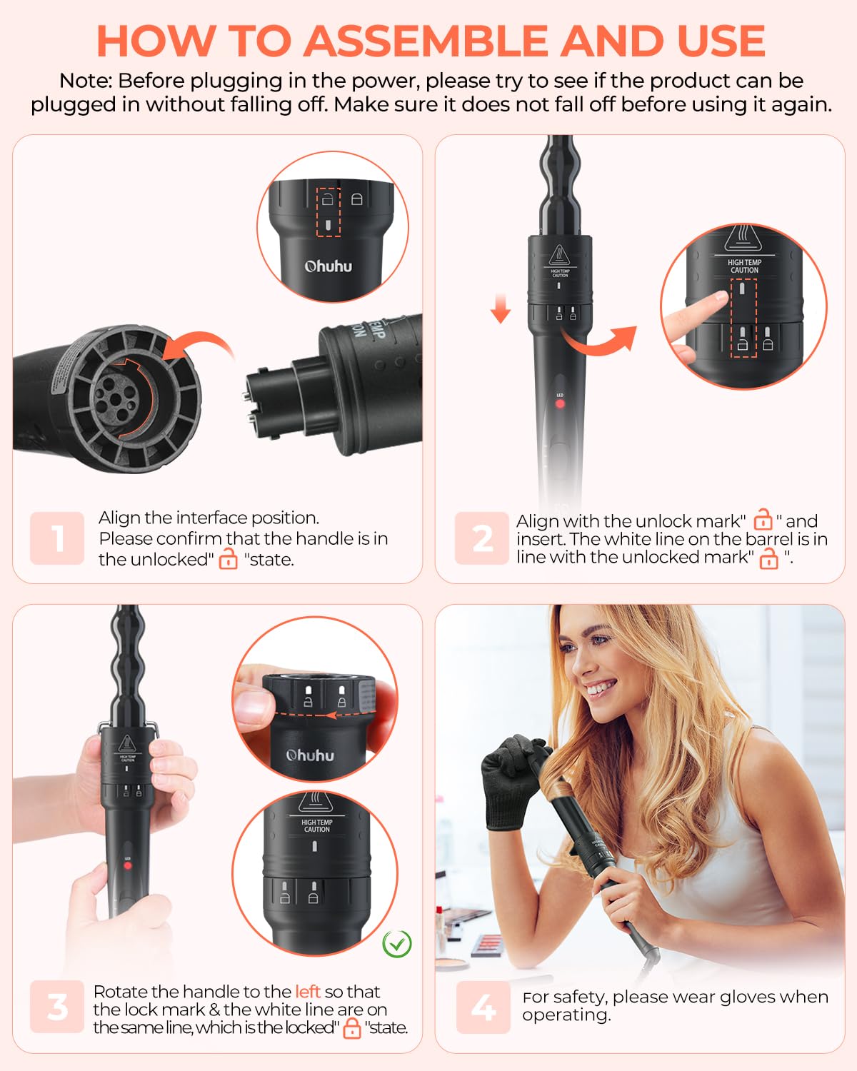 Ohuhu dual-voltage curling wand for worldwide use
