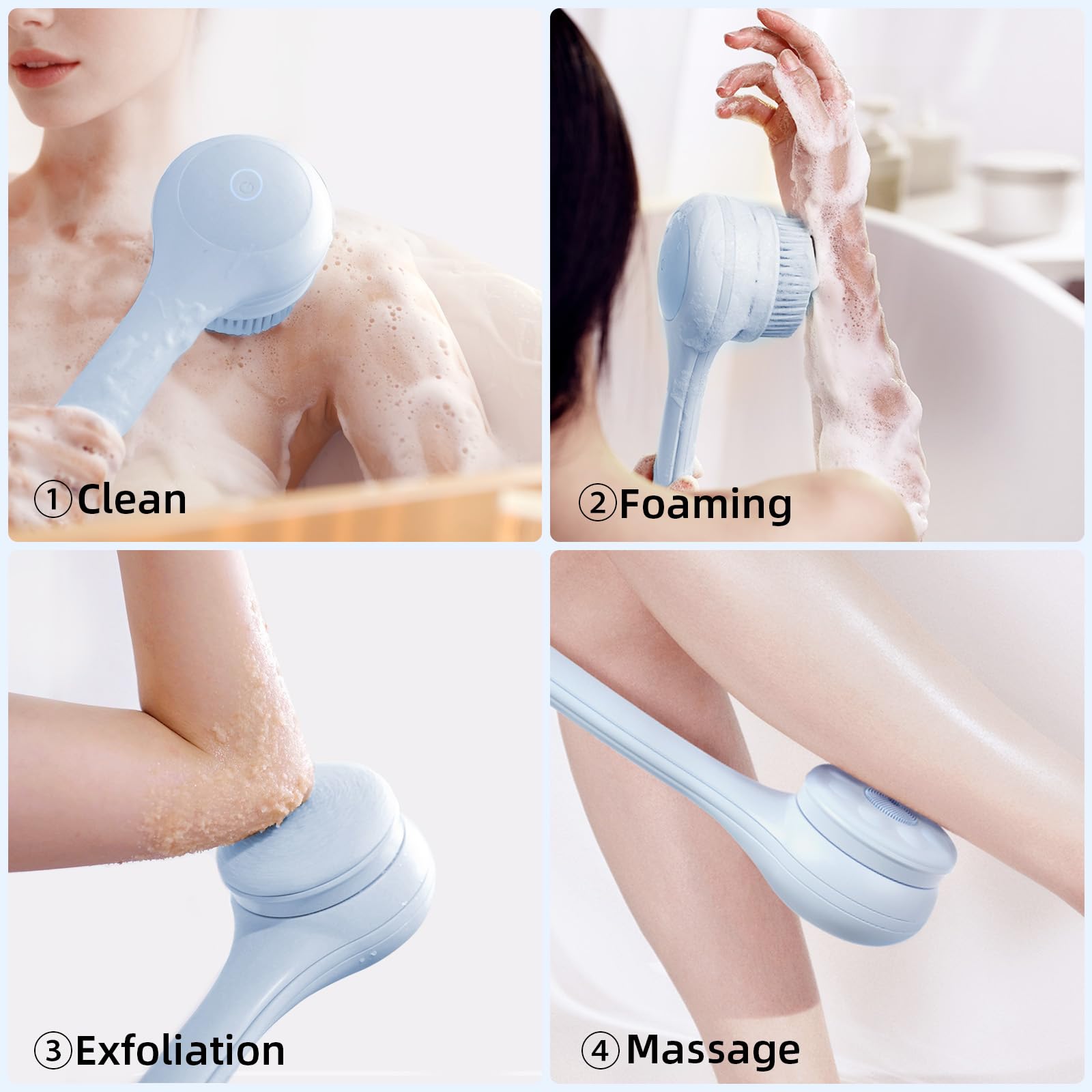 Oh,XIYU dual-handle design enables easier back cleaning during shower.