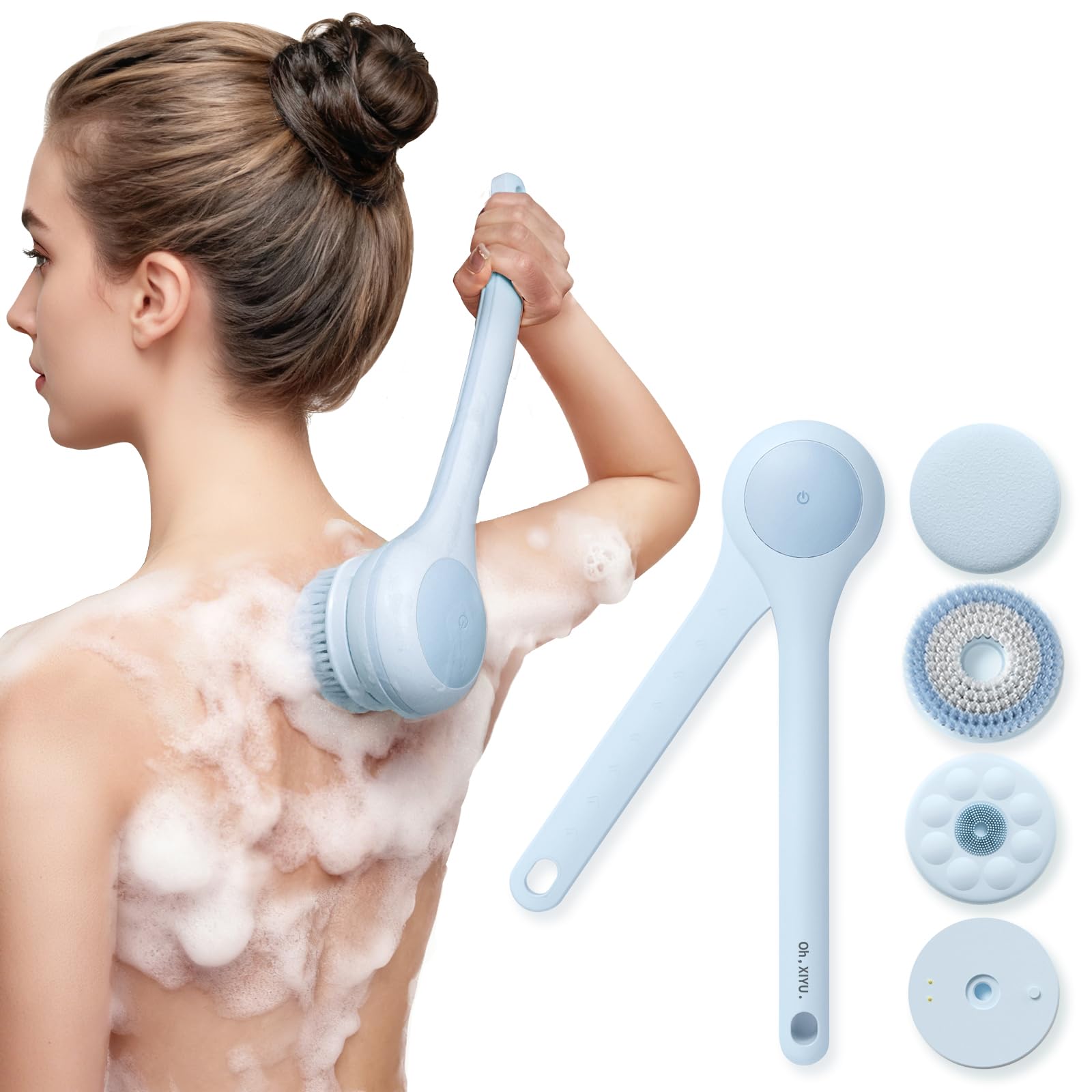 Oh,XIYU electric body brush back-scrubber for thorough cleansing.