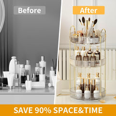 Oifecsie large-capacity skincare organizer on 3-tier rack for easy access