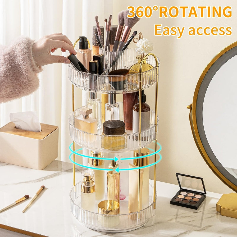 Oifecsie makeup brush holder with separate compartments on top tier