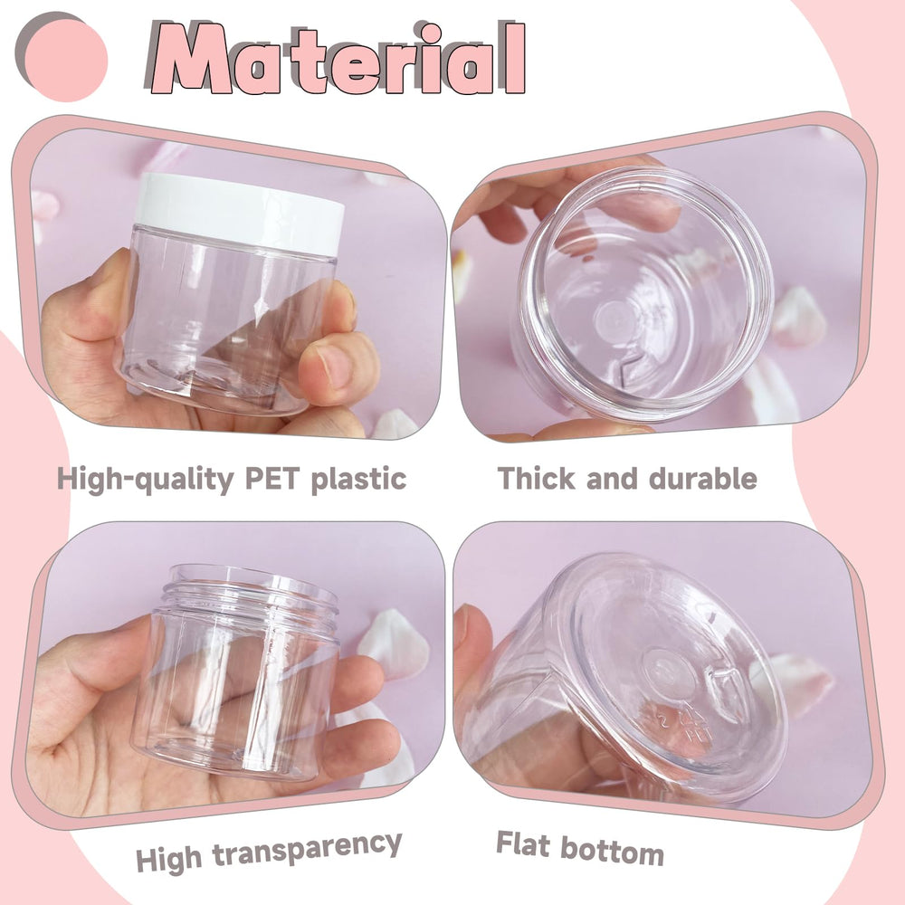 OJYUDD PET plastic round pot with transparent body for quick content checks.