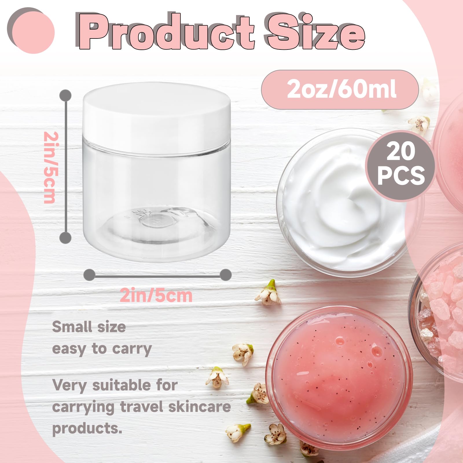 OJYUDD travel-size cosmetic jar with wide opening for simple filling.