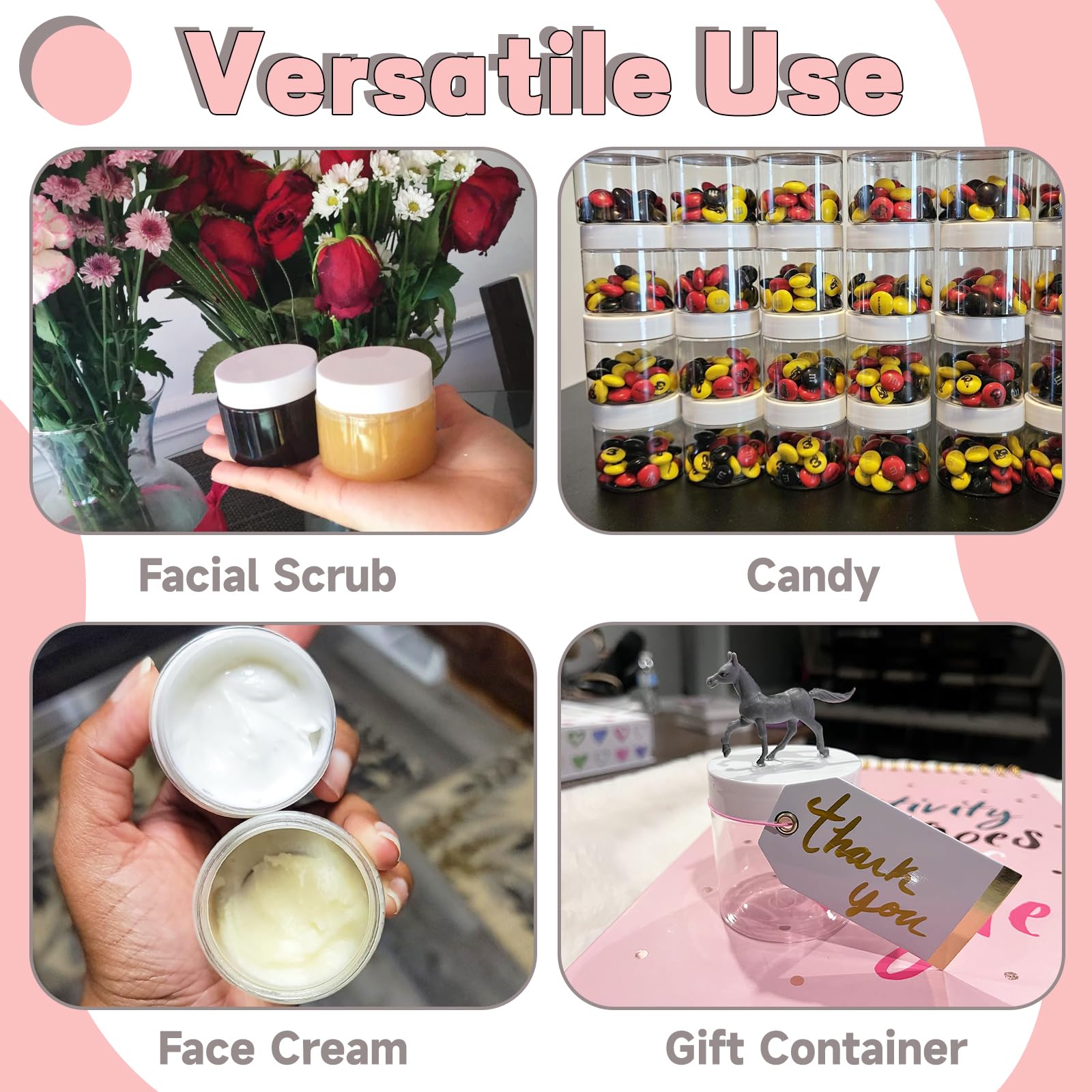 OJYUDD versatile storage jar for lotion, cosmetics, beads, and jewelry.